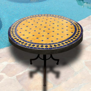 Mesa Marroquí Mosaico Amarillo y Azul