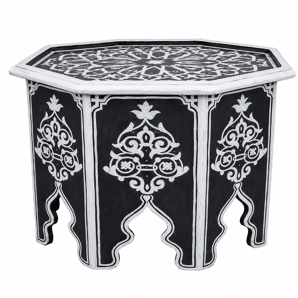 Mesa de centro marroquí pintada negro
