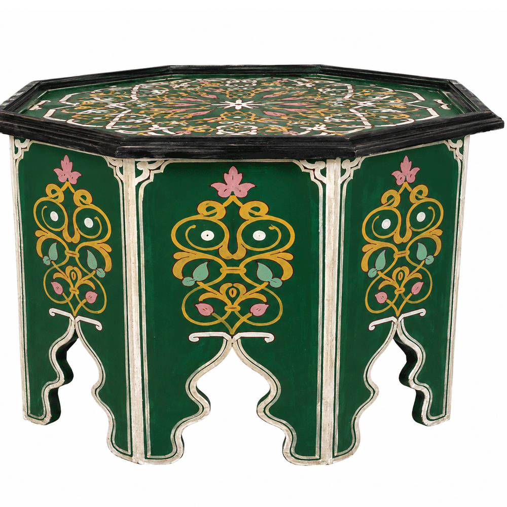 Mesa de centro marroquí pintada verde