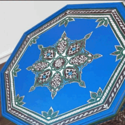 Mesa de centro marroquí pintada azul