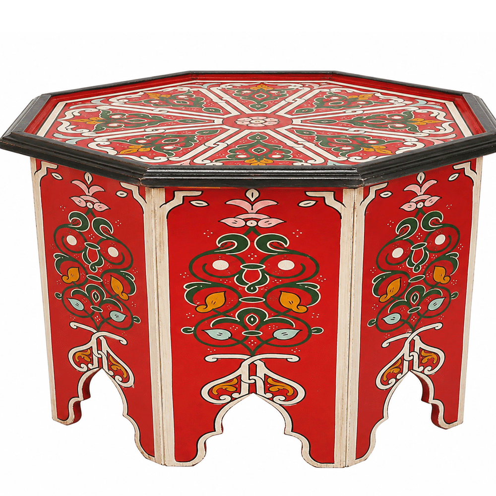 Mesa de centro marroquí pintada rojo