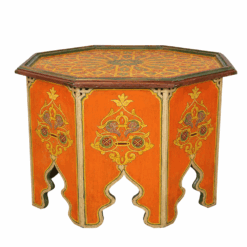 Mesa de centro marroquí pintada naranja