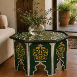 Green Moroccan painted coffee table
