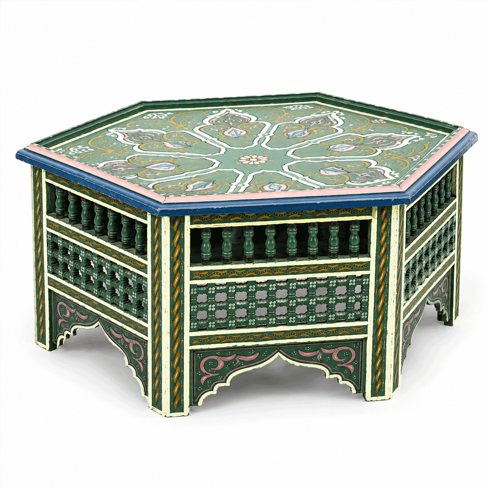 Painted Mashrabiya Coffee Table - La Casa Bella