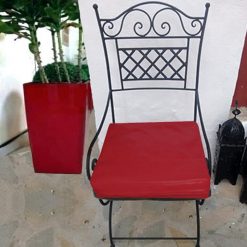 Iron chair with arms with red seat pad