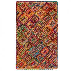 Diamond Weave Jute and Cotton Chindi Rug