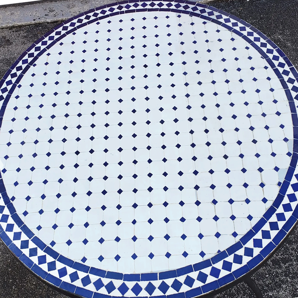 White and Blue Moroccan Mosaic Table