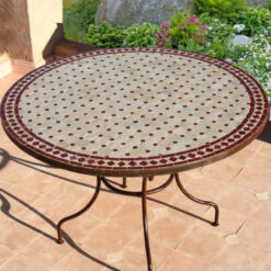 Beige and Red Moroccan Mosaic Table