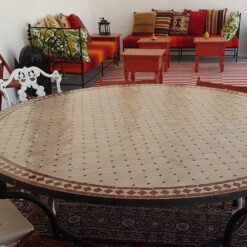 Beige and Red Moroccan Mosaic Table