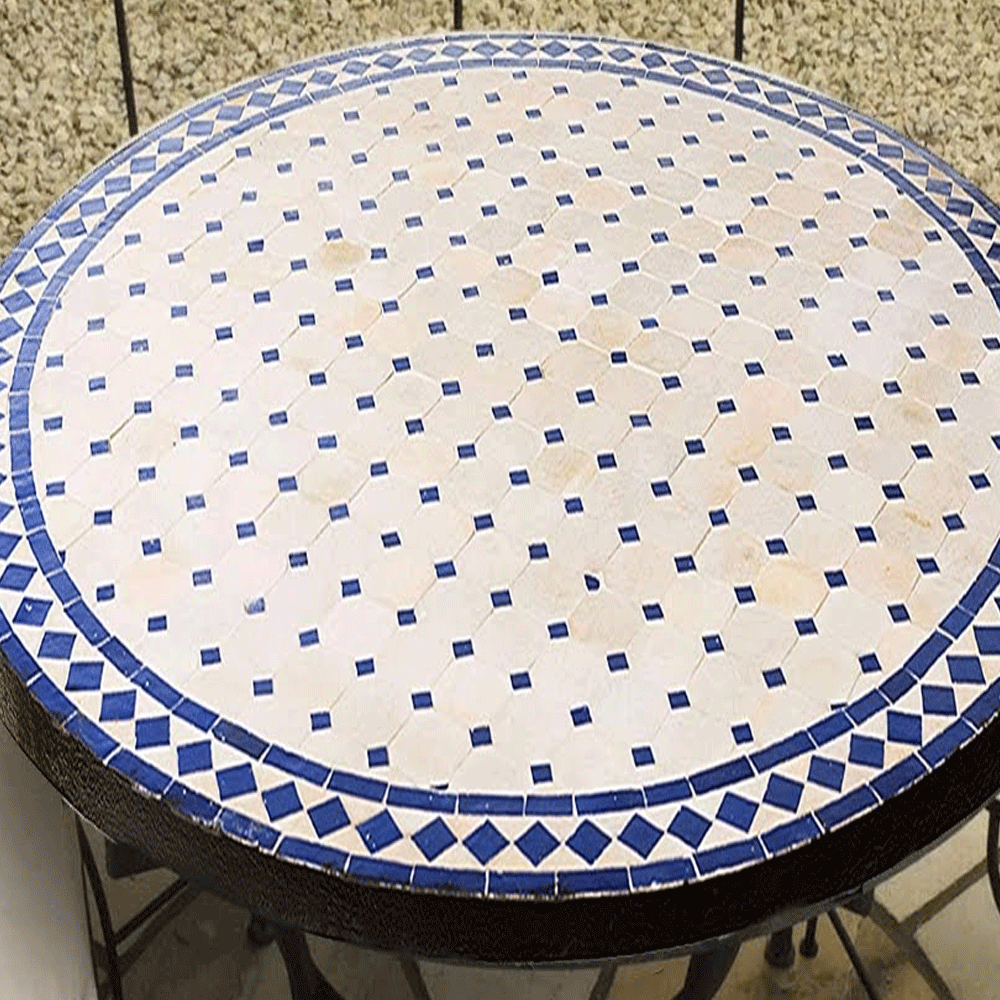 Beige and Blue Moroccan Mosaic table
