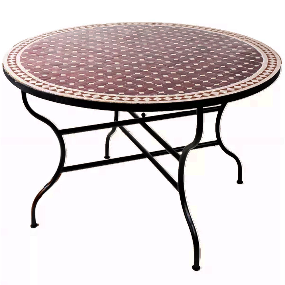 Mesa mosaico marroqui rojo y beige