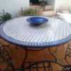 White and Blue Mosaic Moroccan Table