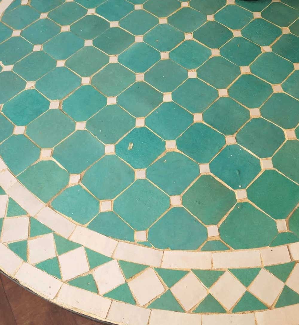 Light Green and Beige Moroccan Mosaic Table