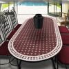 Red and Beige Oval Moroccan Mosaic Dining Table