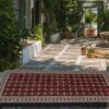 Red and Beige Rectangular Moroccan Mosaic Coffee Table