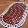 Zelig tiled oval table in red and white