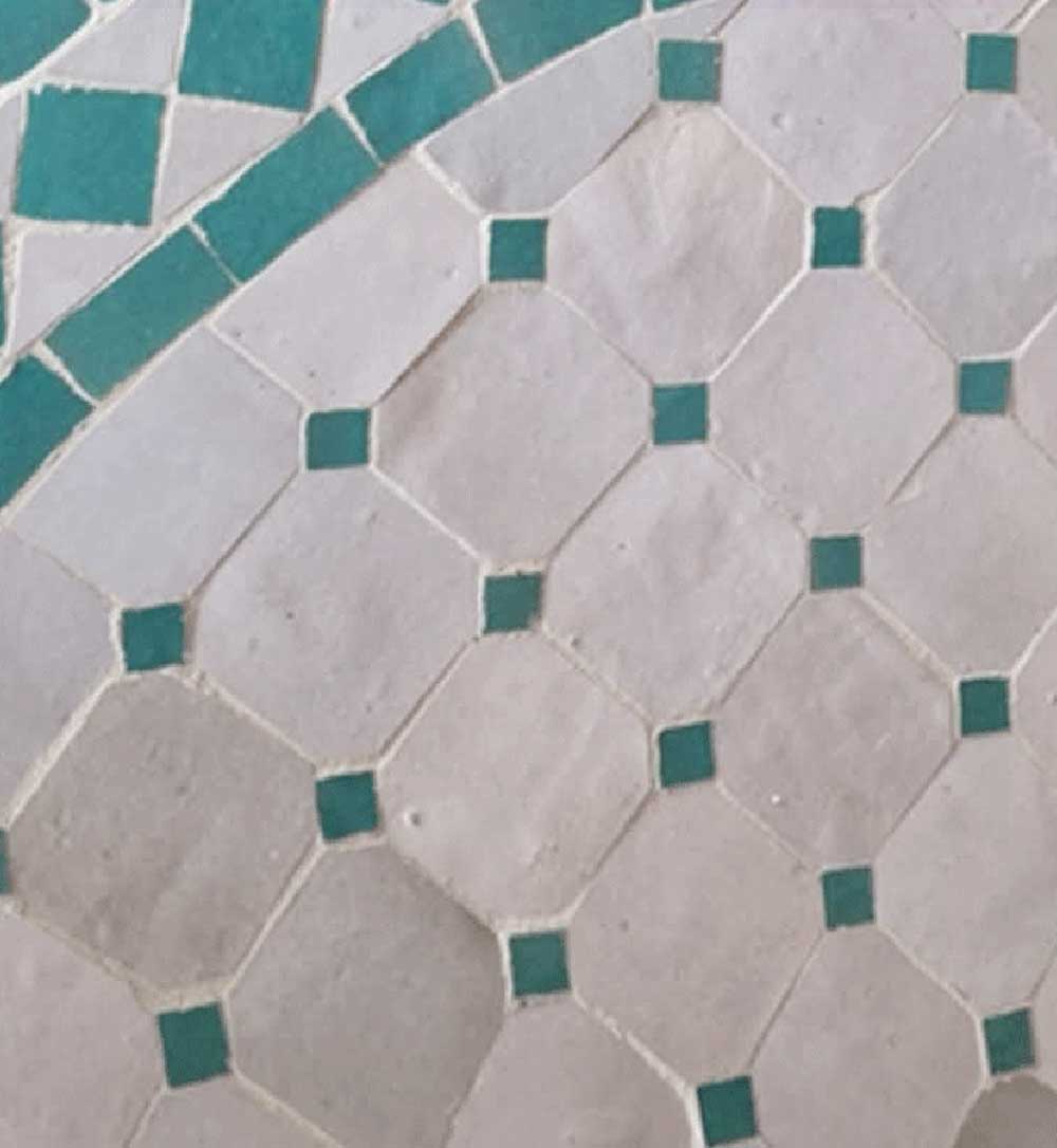 White-Light-Green Moroccan Mosaic Table