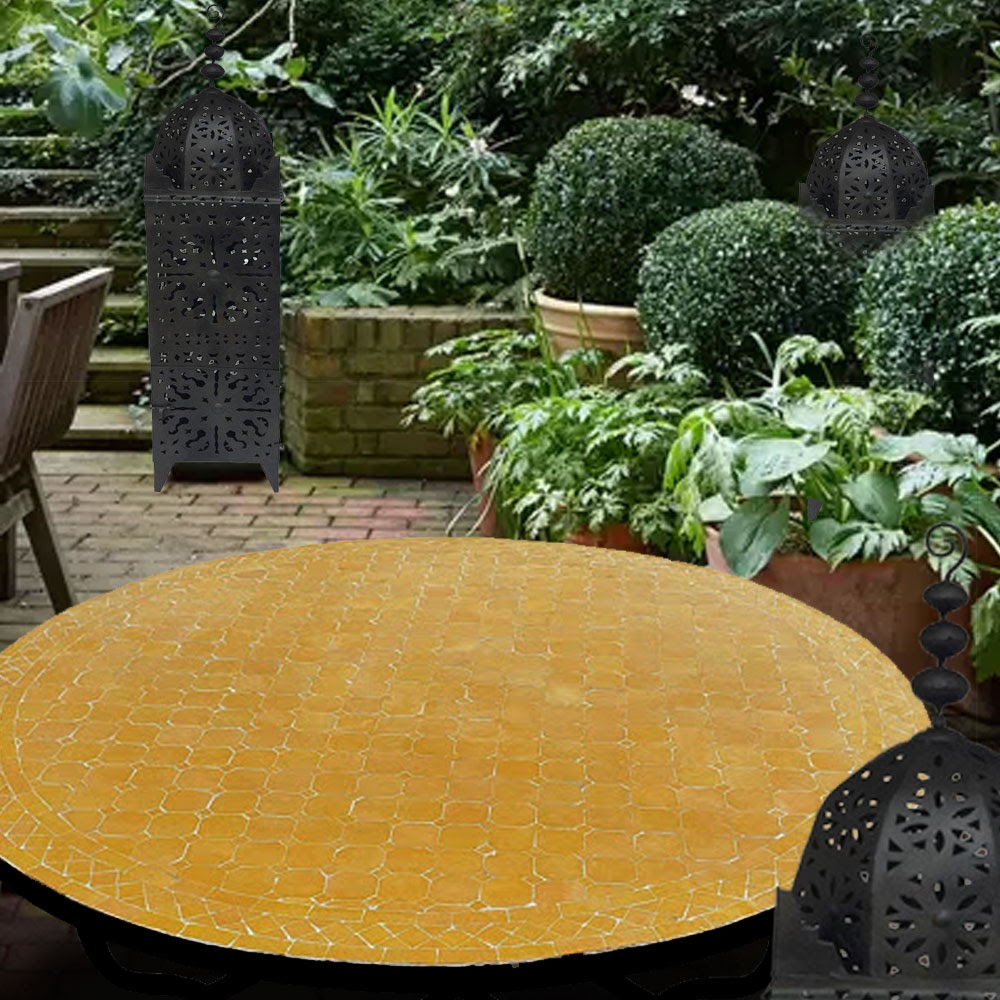 Mesa mosaico marroqui amarilla
