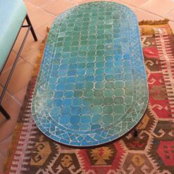 Green oval mosaic coffee table