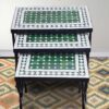 Mesa de mosaico marroquí  verde y blanco Nido