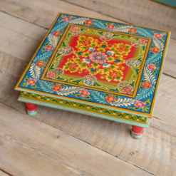 Hand painted pooja chowki table Lotus