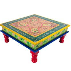 Hand painted pooja chowki table Lime