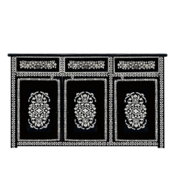 Moroccan painted black and white sideboard
