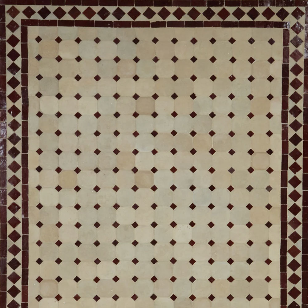 Mesa de mosaico marroquí beige marrón