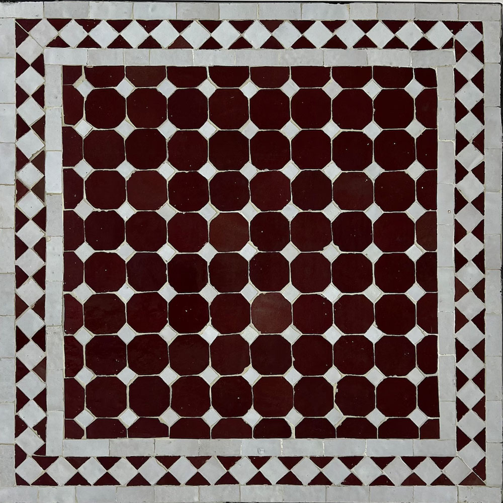 Mesa de mosaico marroquí beige marrón