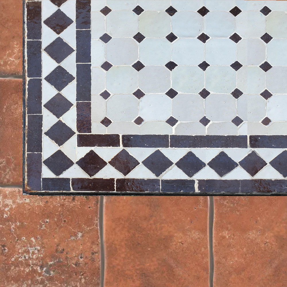 Mesa de Mosaico Marroquí baja blanco y Marrón