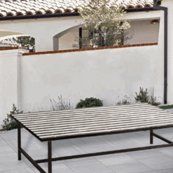 White and black Moroccan striped table