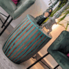 Moroccan green striped resin and walnut table - green