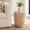 Moroccan striped resin and walnut table