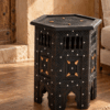 Mesa auxiliar marroquí de madera y hueso