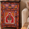 Moroccan painted bedside - red