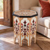 Moroccan painted table - cream
