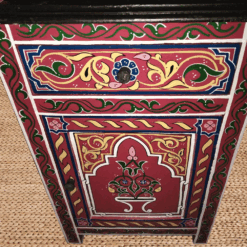 Moroccan painted bedside - dark red