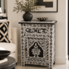 Moroccan painted bedside - black and white