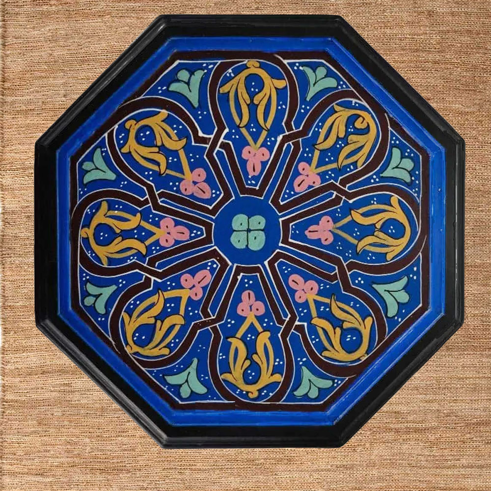 Moroccan painted table blue